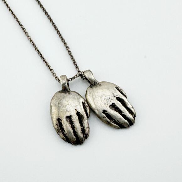 925 Sterling Silver Necklace Spiritual Hand Charm Engraved Eye Boho - Picture 4 of 10